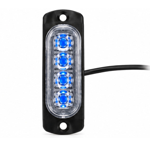 4 LED Electric Blue Side Marker Lights Oval 12V 24V Bright LED