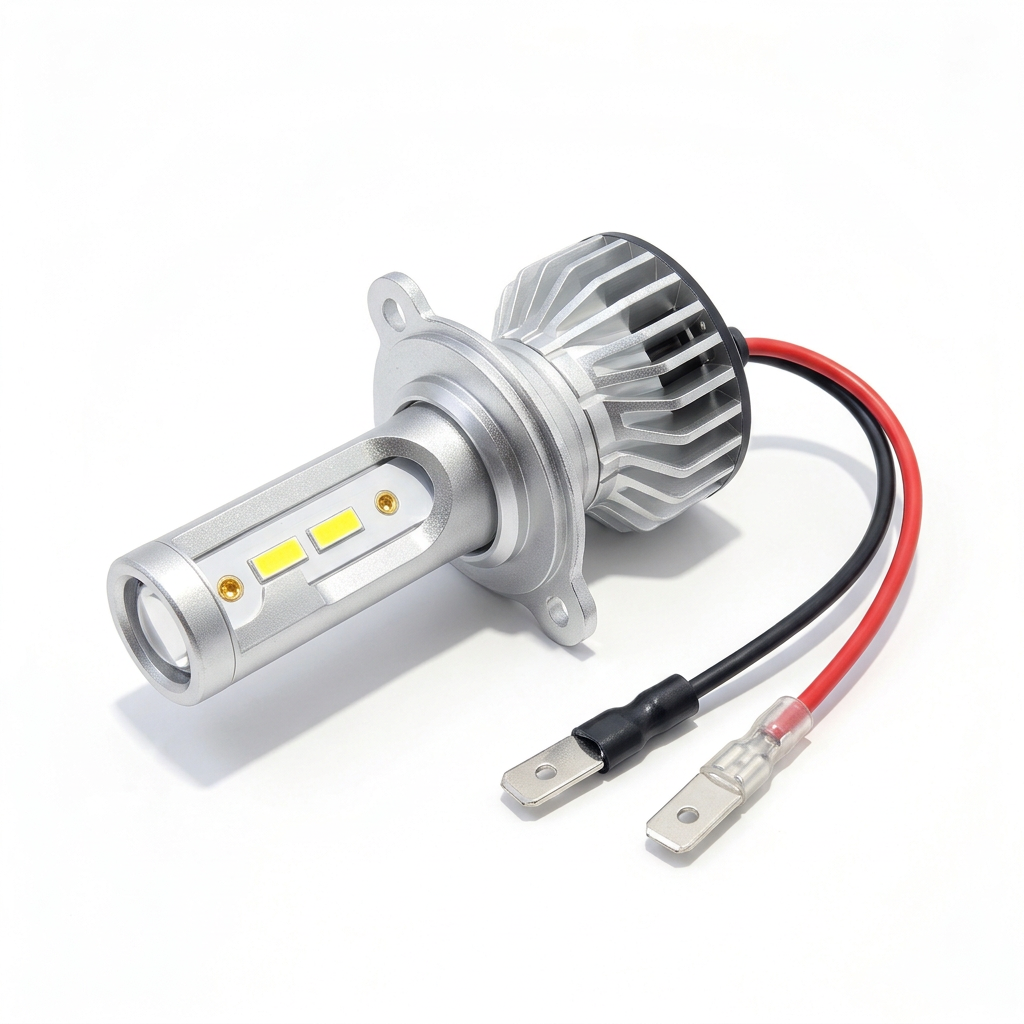 H1 bulb with two male spade connectors on white