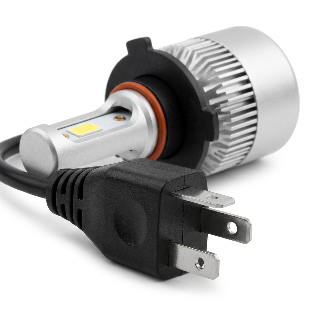 Three-blade connector close-up on white